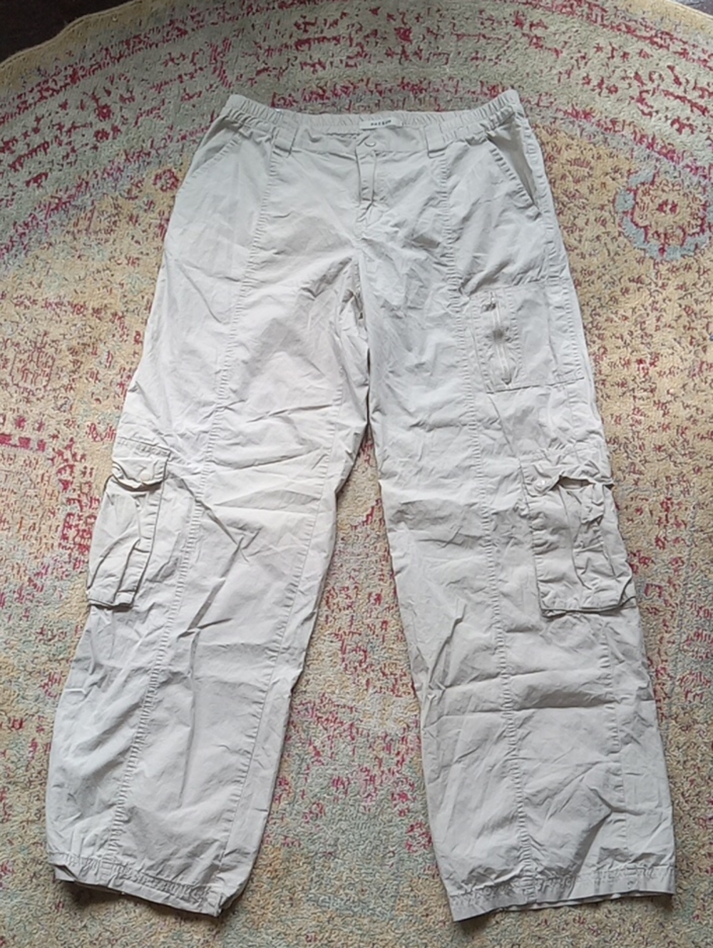 PacSun Cream Low Rise Puddle Cargo Pants